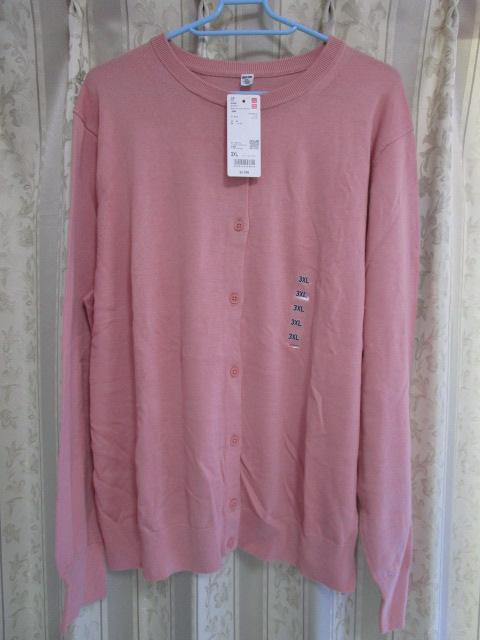 ���g�p ���^�O�t�� ���j�N�� 445192 UNIQLO UV�J�b�g�N���[�l�b�N�J�[�f�B�K�� 3L ���� �s���N �ȃ��[���� �̎ʐ^1